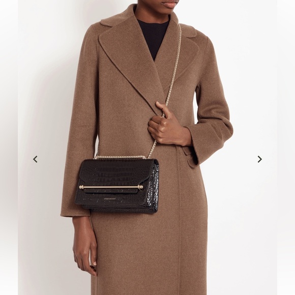 Like new Strathberry East/West Black Croc-Embossed Crossbody with Gold Chain - Picture 6 of 15